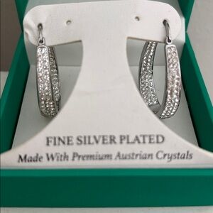 Sophia James Silver Tone Crystal Earrings Bridal Wedding Prom Formal New In Box